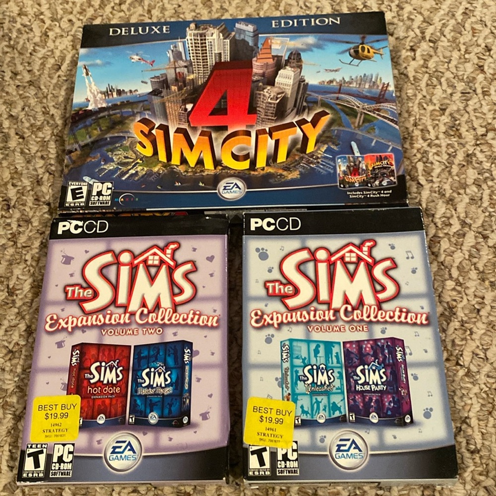 Vintage Bundle of Sim City PC-CD, Sealed Packages